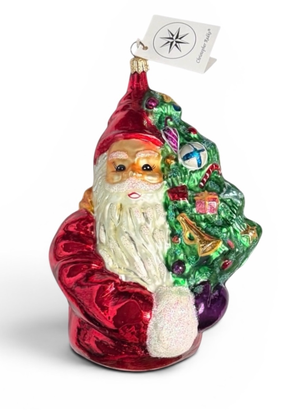 Christopher Radko "Oh Christmas Tree" Santa Claus Hand Blown Glass Ornament 1996